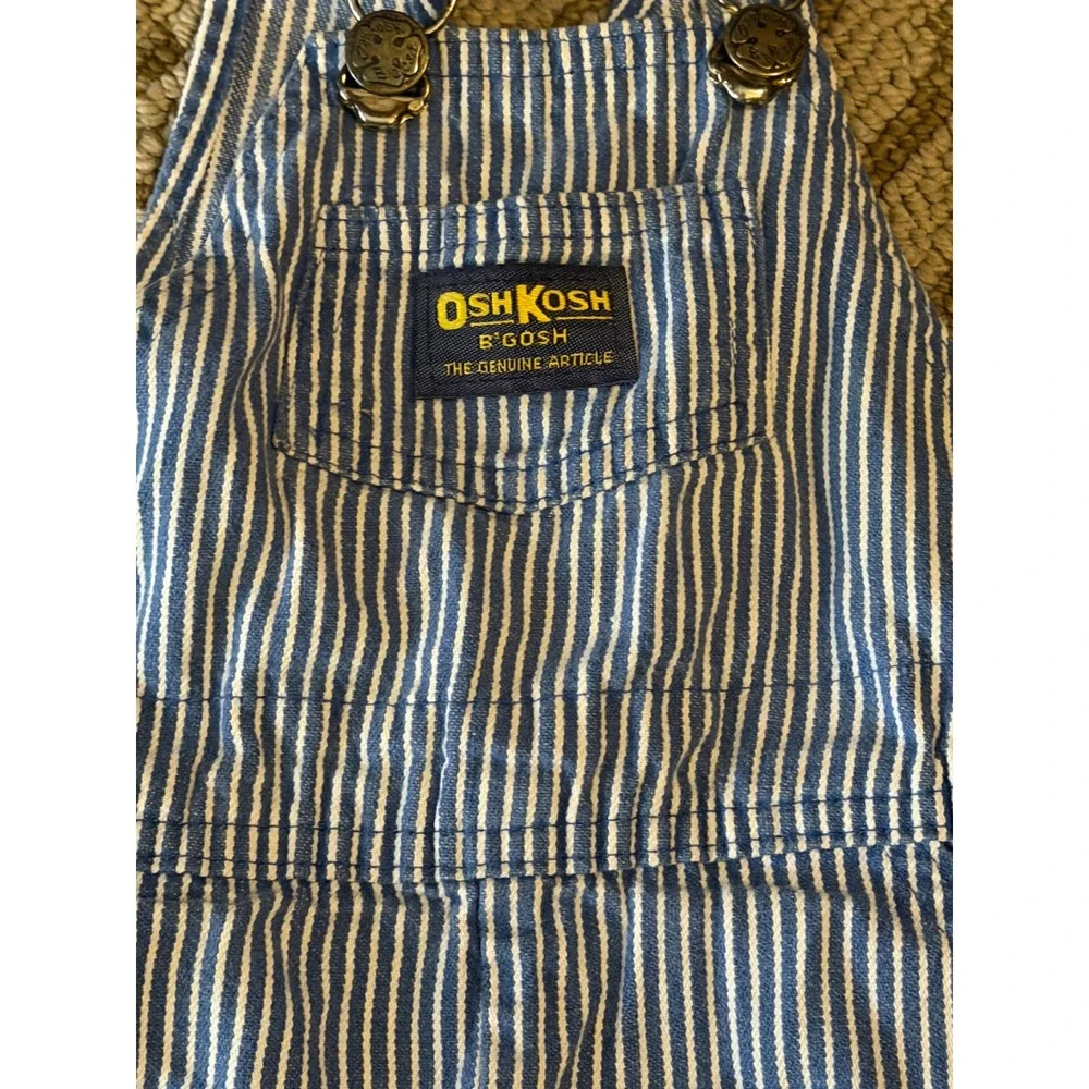 VTG OshKosh B'Gosh Railroad Pinstripe Shorts Overalls Made in USA Vestbak 24M